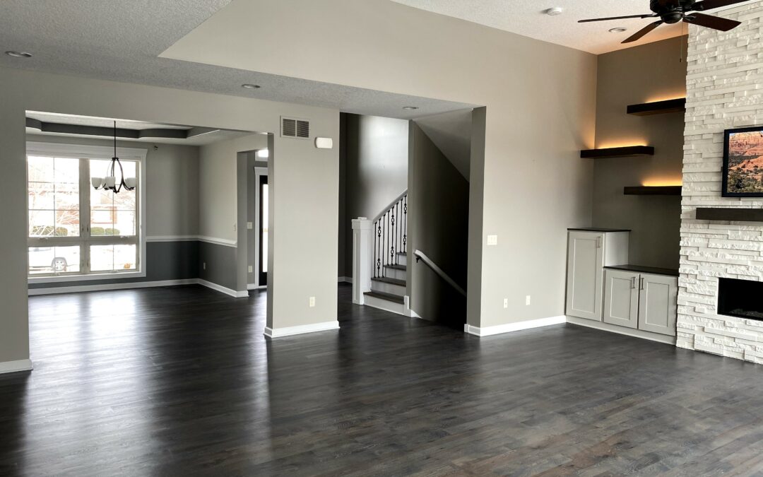 living room with dark hardwood floors