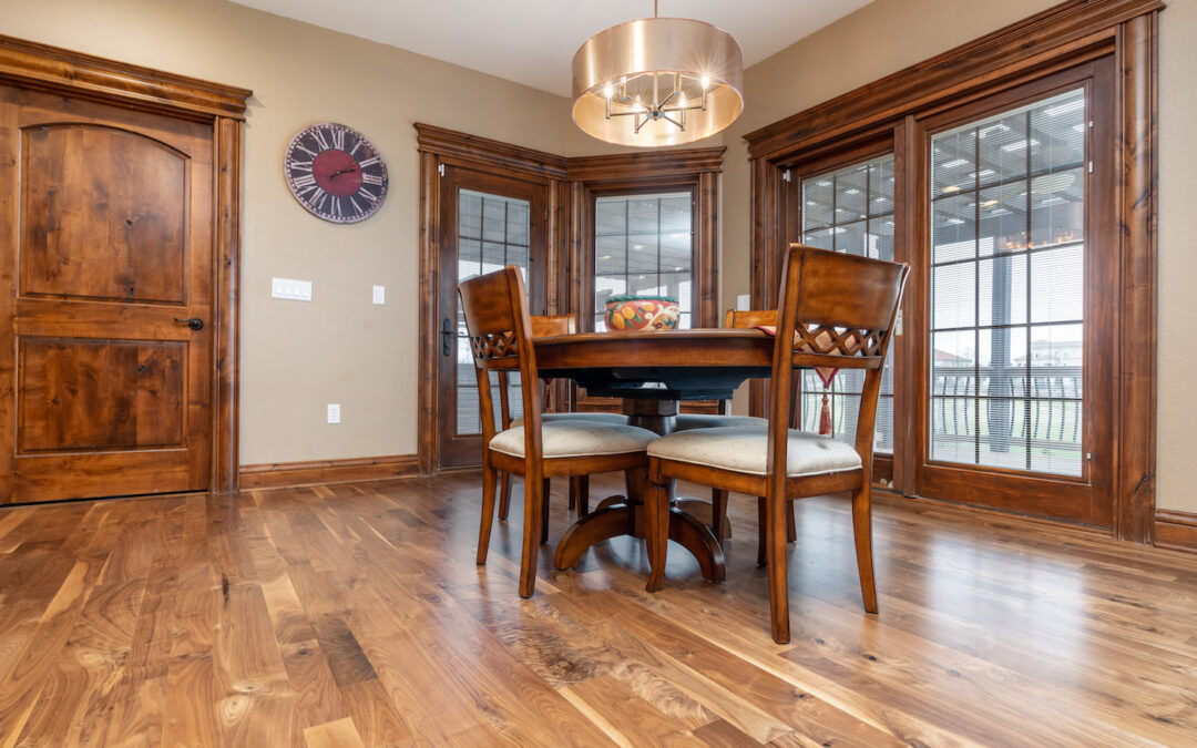 hardwood floors in a dining room